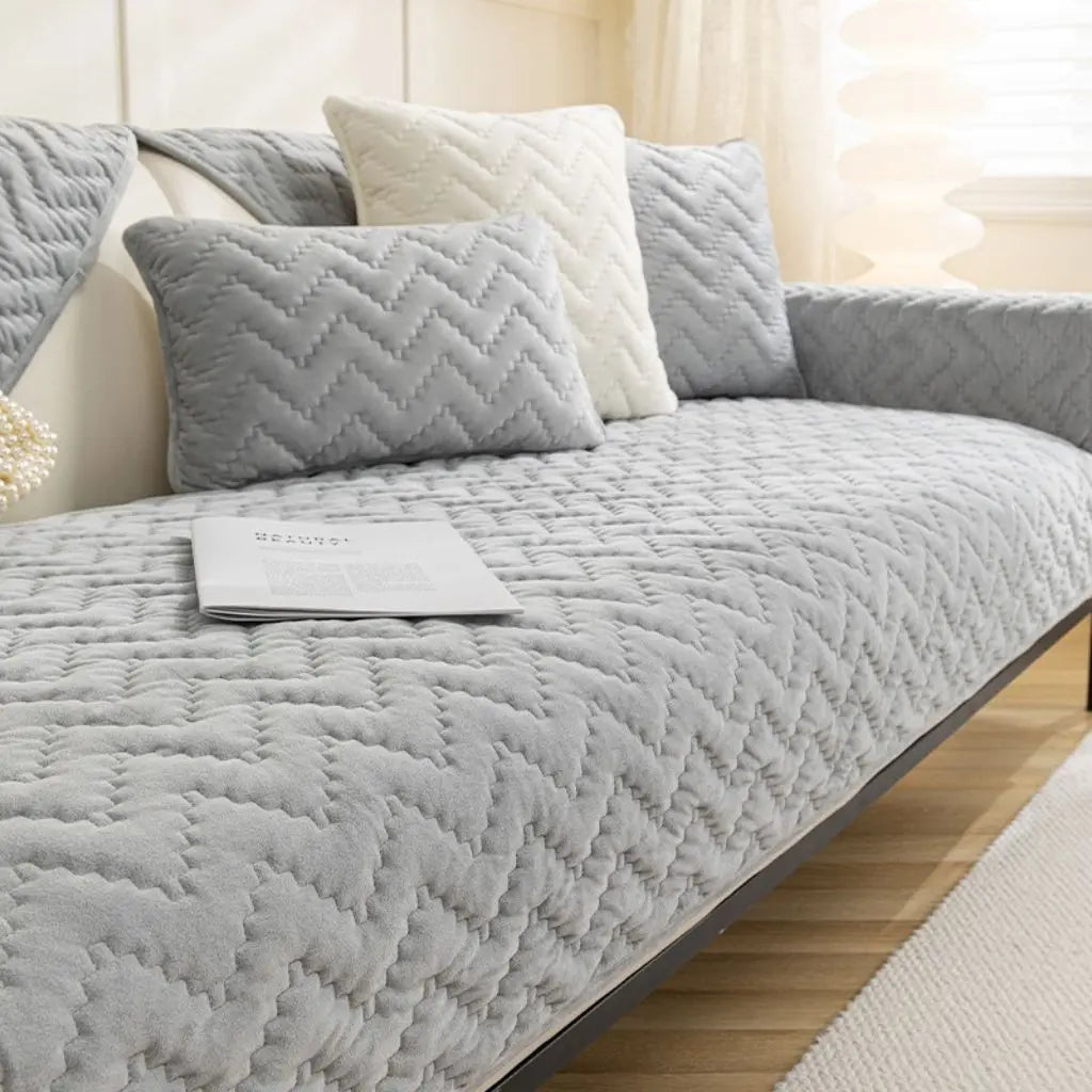 Evelyn Quilted Crystal Velvet Sofa Covers