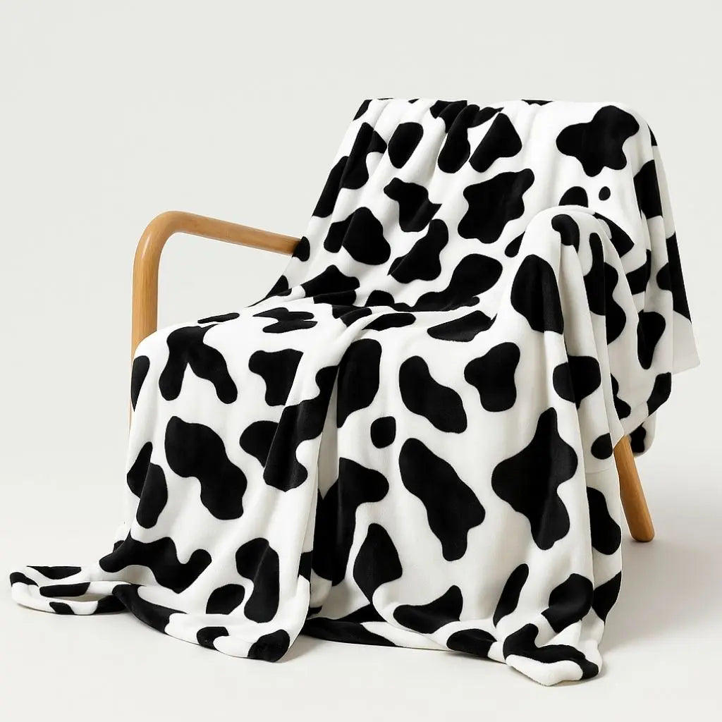 Harper Cow Print Flannel Blanket