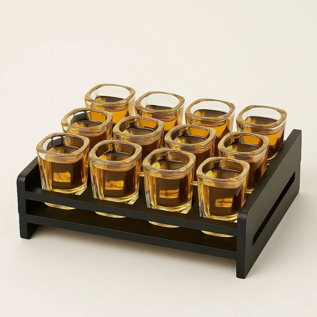 Zyra Crystal Baijiu Glass & Wooden Rack Set