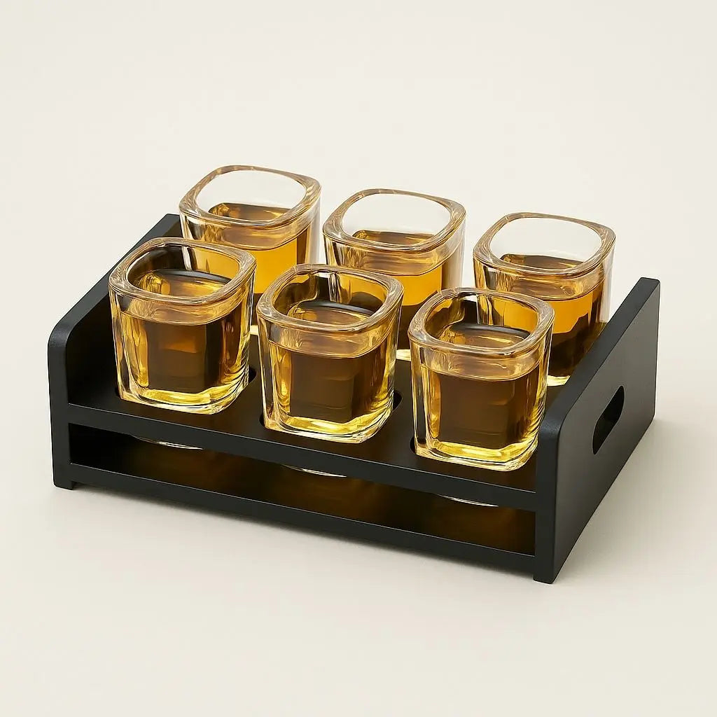 Zyra Crystal Baijiu Glass & Wooden Rack Set