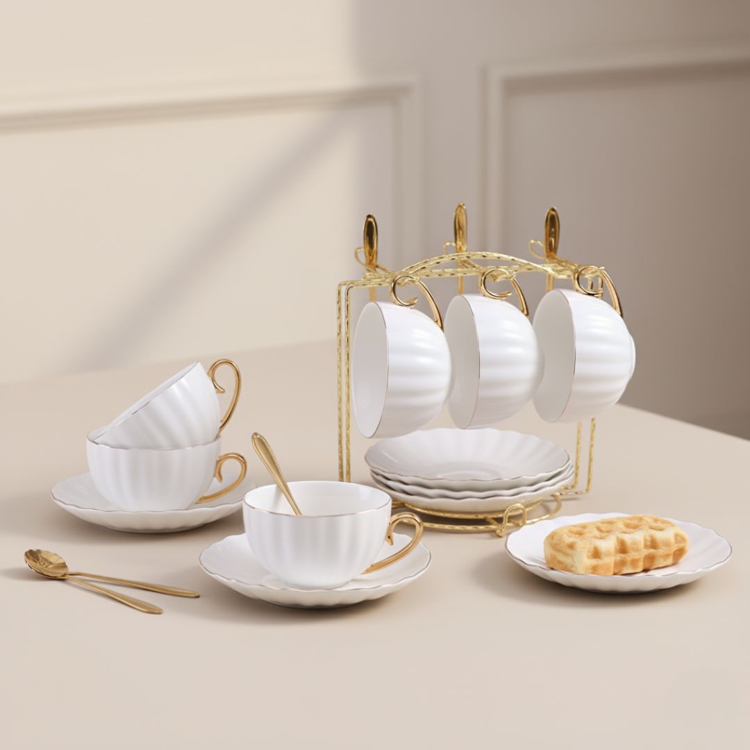 Marcelline Gold-Rimmed Tea Cup Set