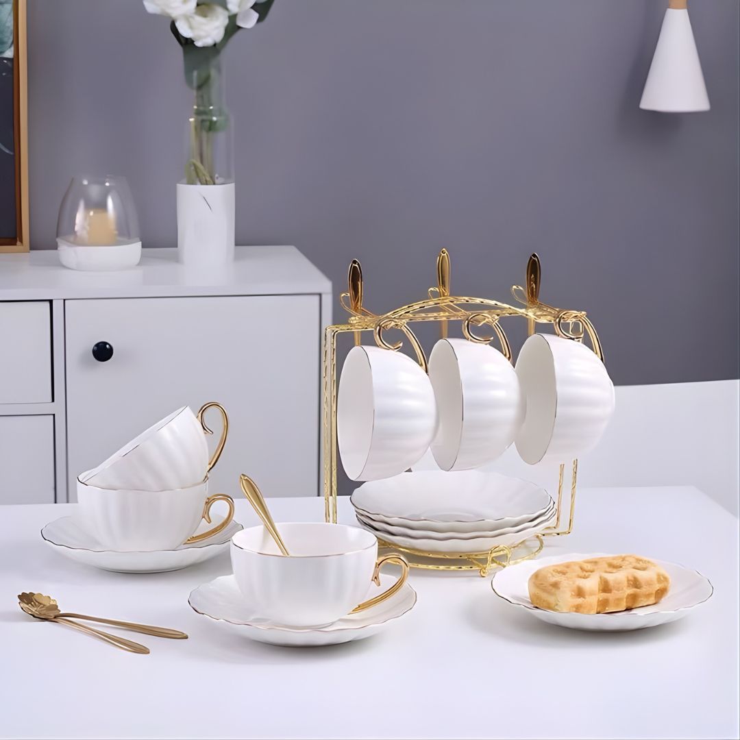 Marcelline Gold-Rimmed Tea Cup Set