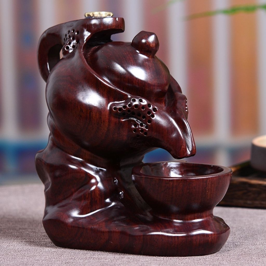 Kai Ebony Carved Incense Burner Teapot Decor