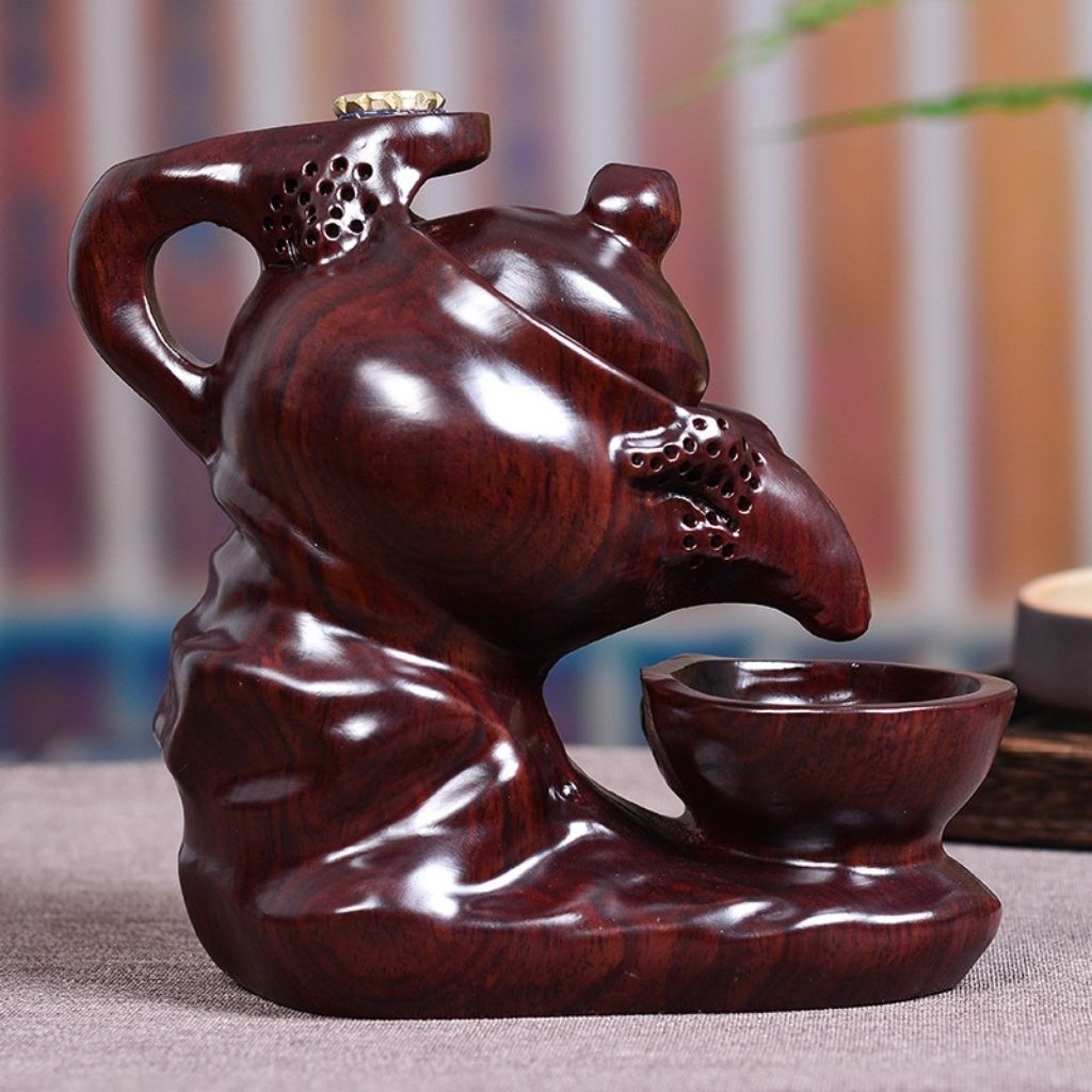 Kai Ebony Carved Incense Burner Teapot Decor