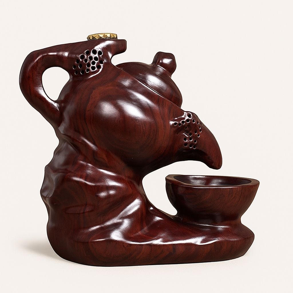 Kai Ebony Carved Incense Burner Teapot Decor