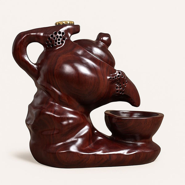 Kai Ebony Carved Incense Burner Teapot Decor