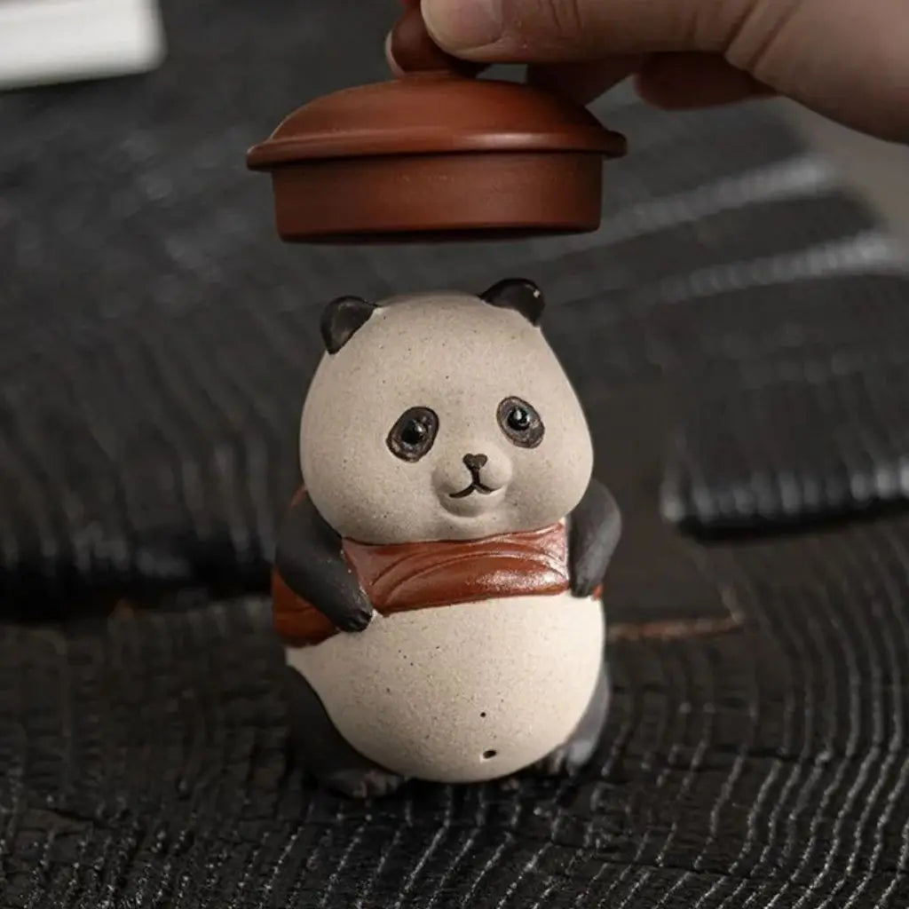 Elva Panda Tea Pet – Purple Sand Clay Ornament