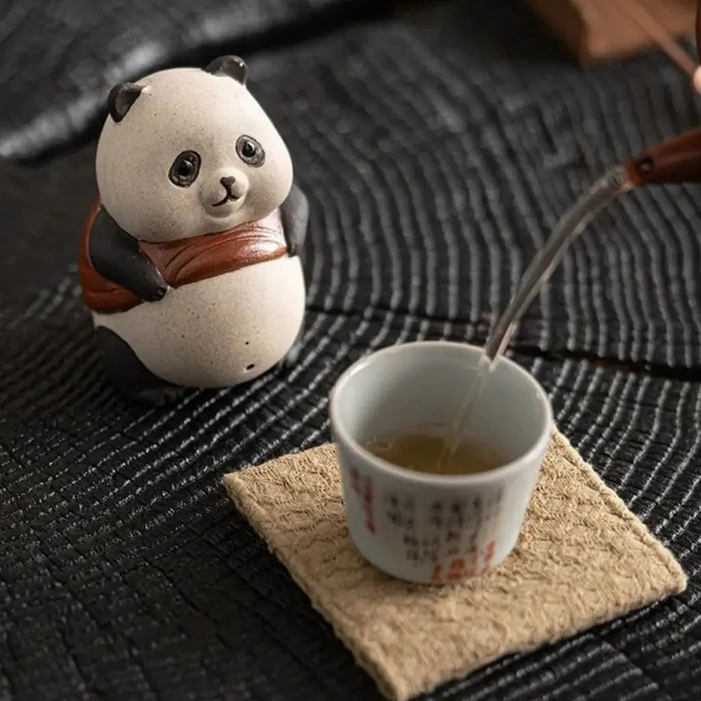 Elva Panda Tea Pet – Purple Sand Clay Ornament