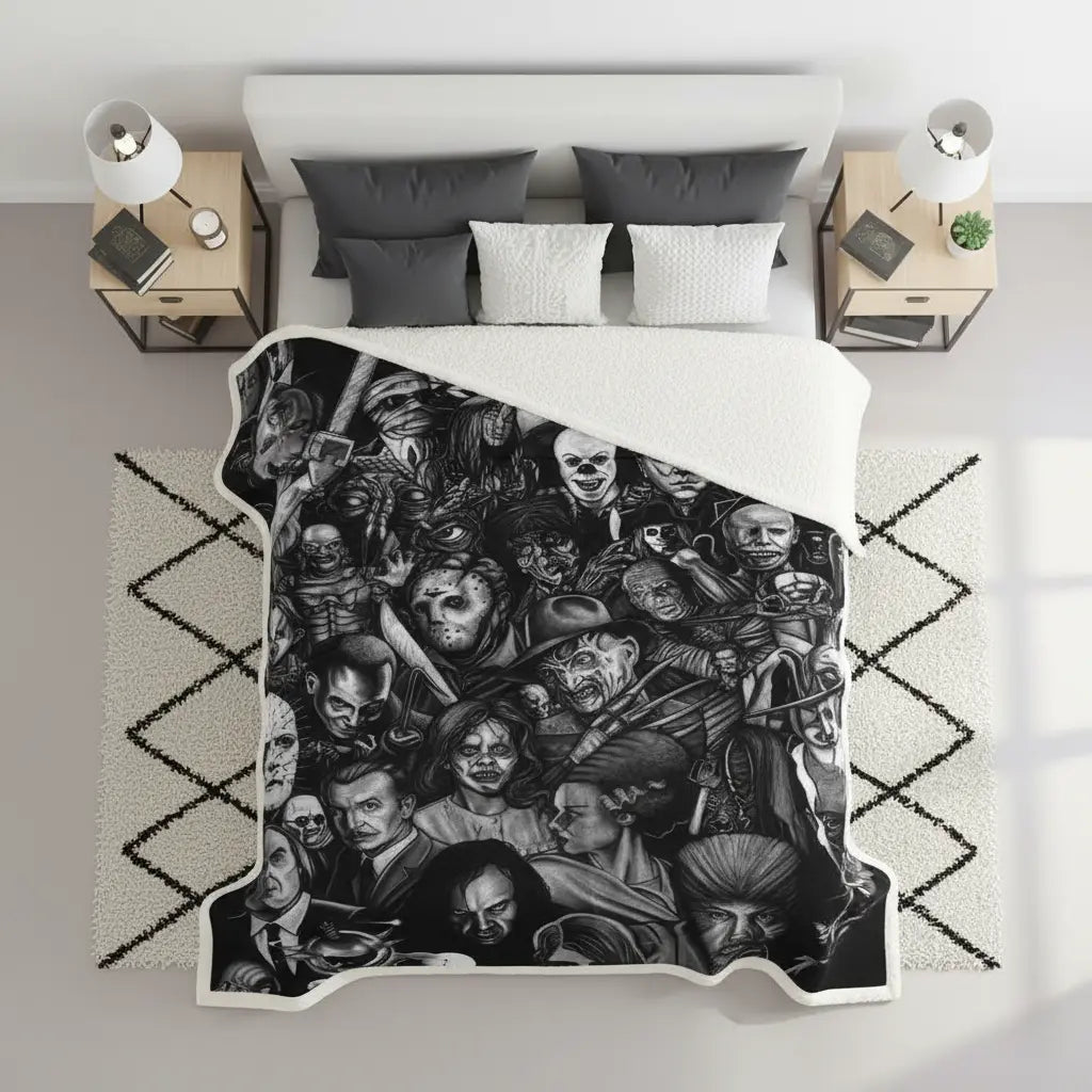 Damien Horror Cotton Fleece Blanket