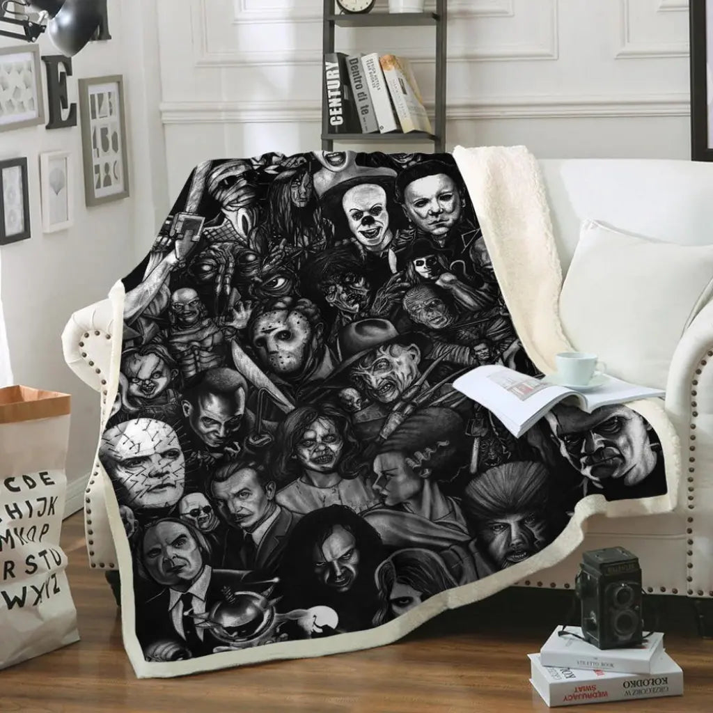 Damien Horror Cotton Fleece Blanket