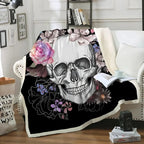 Ronan Skull Floral Velvet Blanket