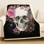 Ronan Skull Floral Velvet Blanket