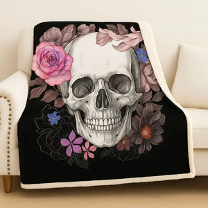 Ronan Skull Floral Velvet Blanket
