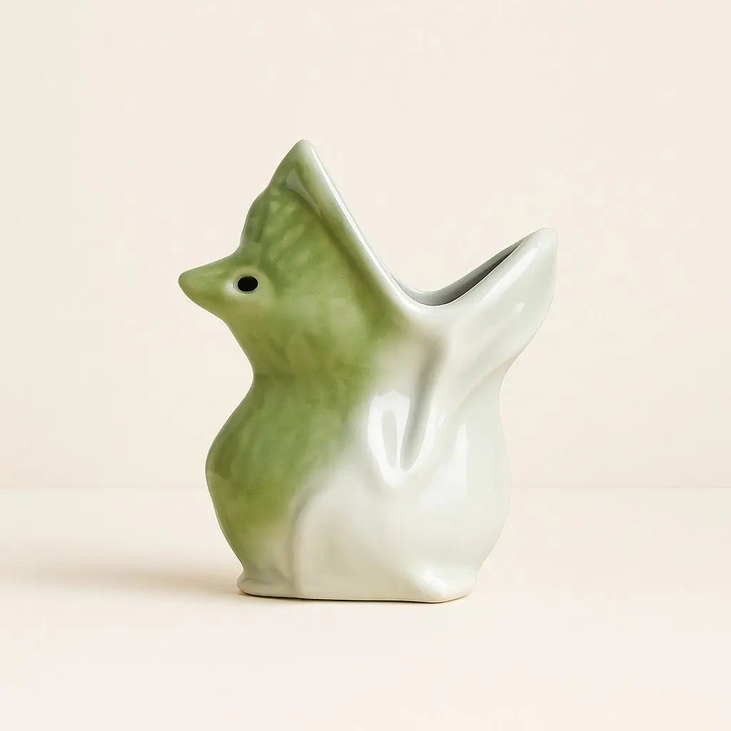 Frondy Ceramic Frog Planter