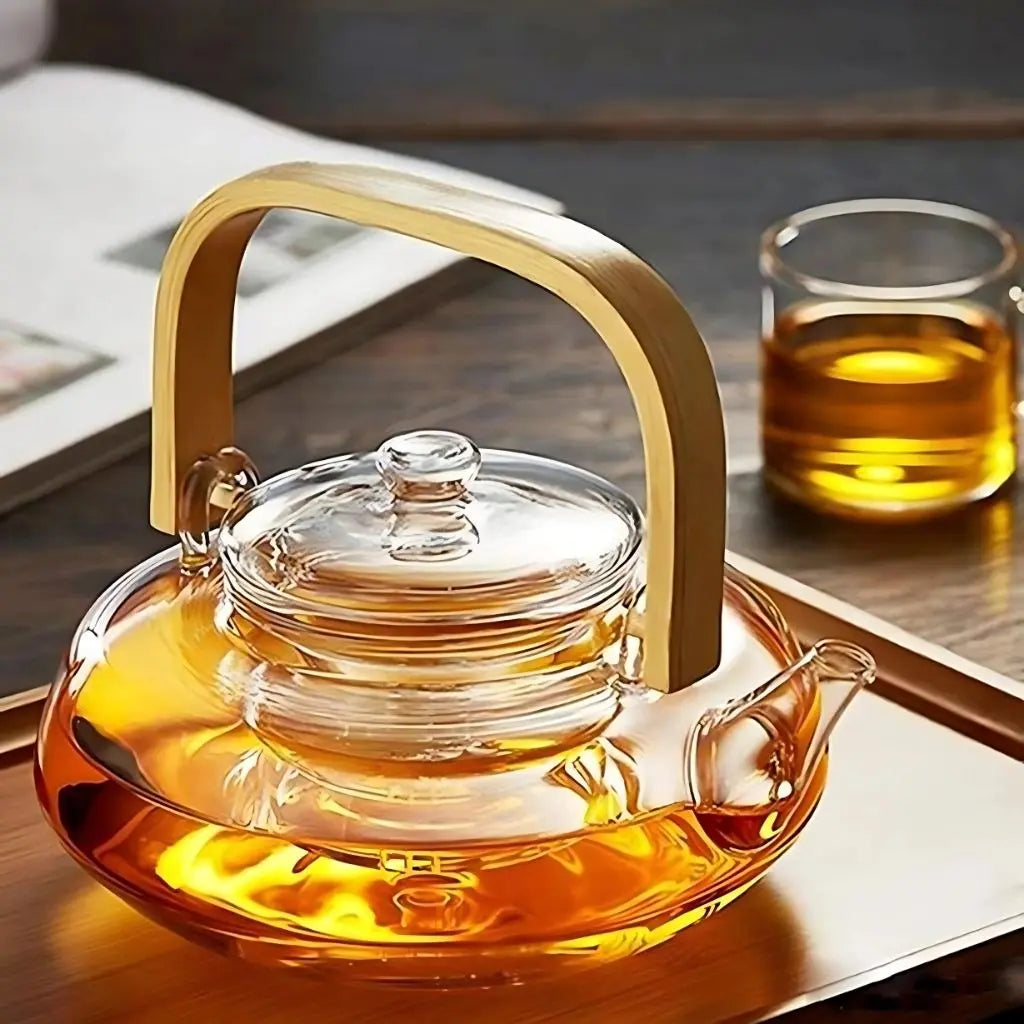 Elaris Borosilicate Glass Teapot with Bamboo Handle