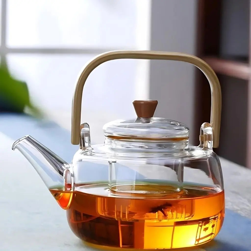 Elaris Borosilicate Glass Teapot with Bamboo Handle
