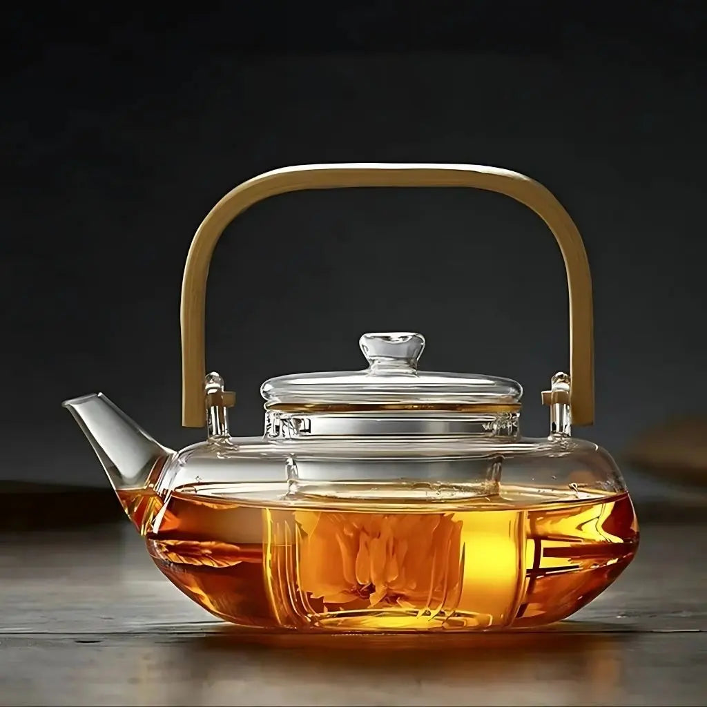 Elaris Borosilicate Glass Teapot with Bamboo Handle