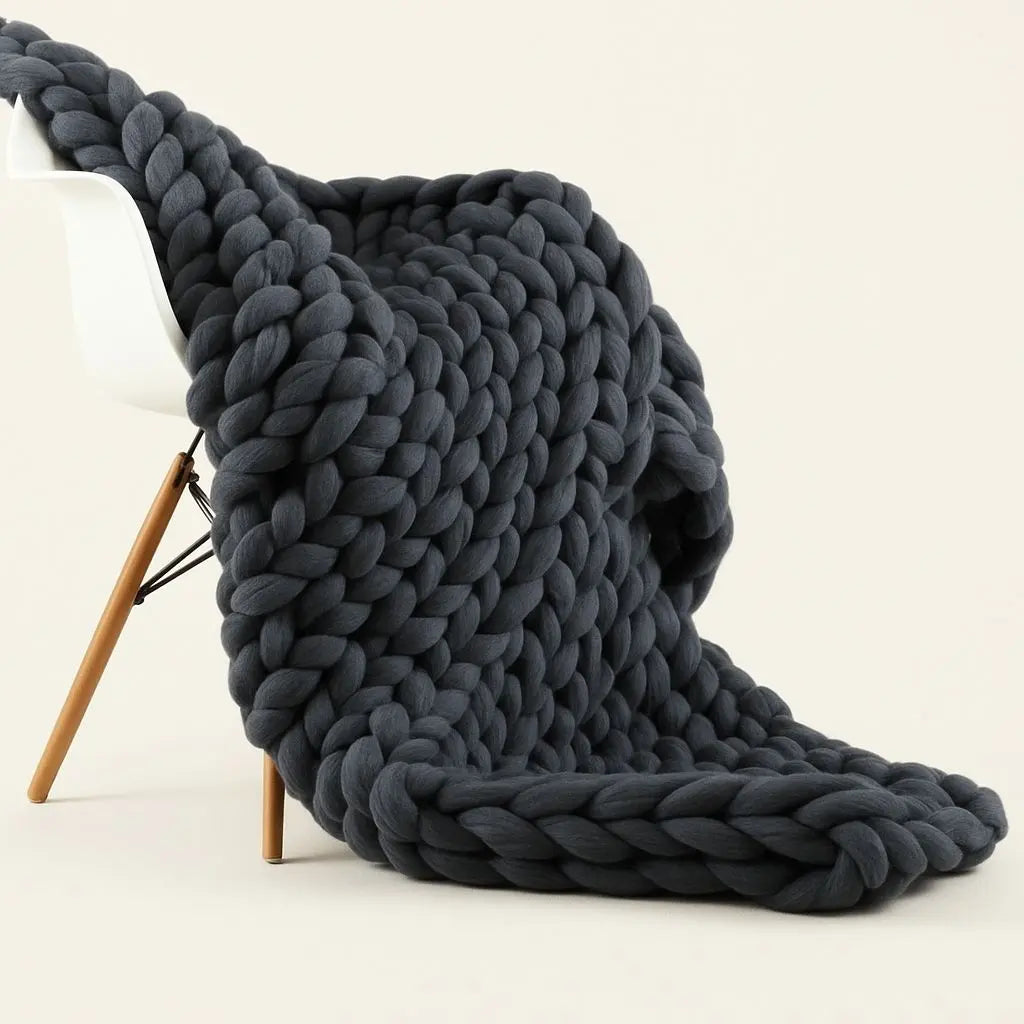 Clara Hand-Woven Merino Wool Chunky Knit Blanket