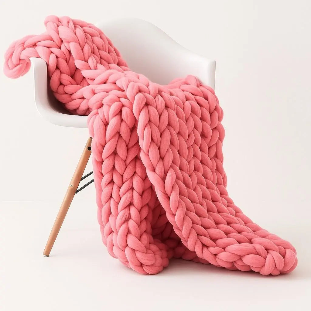 Clara Hand-Woven Merino Wool Chunky Knit Blanket