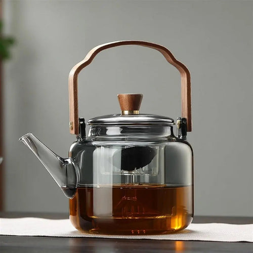 Ashwood Handle Borosilicate Glass Teapot