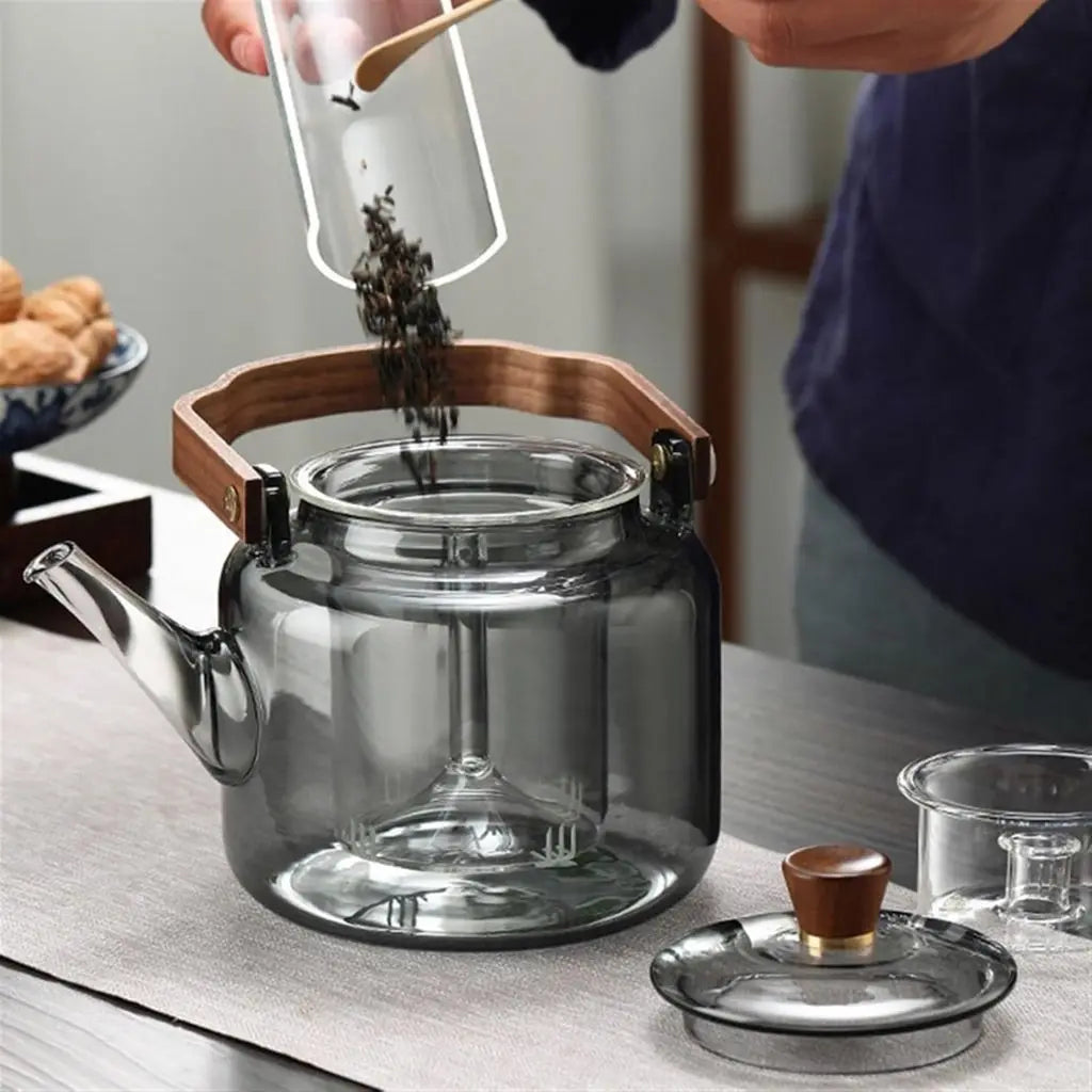 Ashwood Handle Borosilicate Glass Teapot