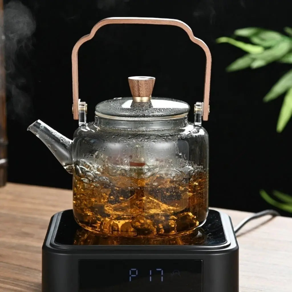 Ashwood Handle Borosilicate Glass Teapot