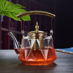 Evelina Glass Teapot With Copper Handle