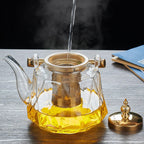 Evelina Glass Teapot With Copper Handle