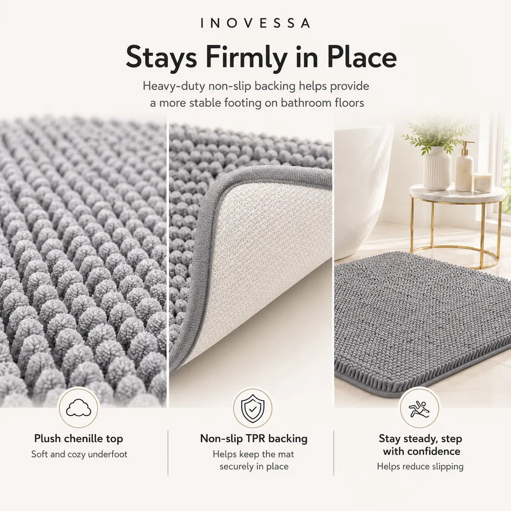 Kaelis Absorbent Chenille Bath Mat