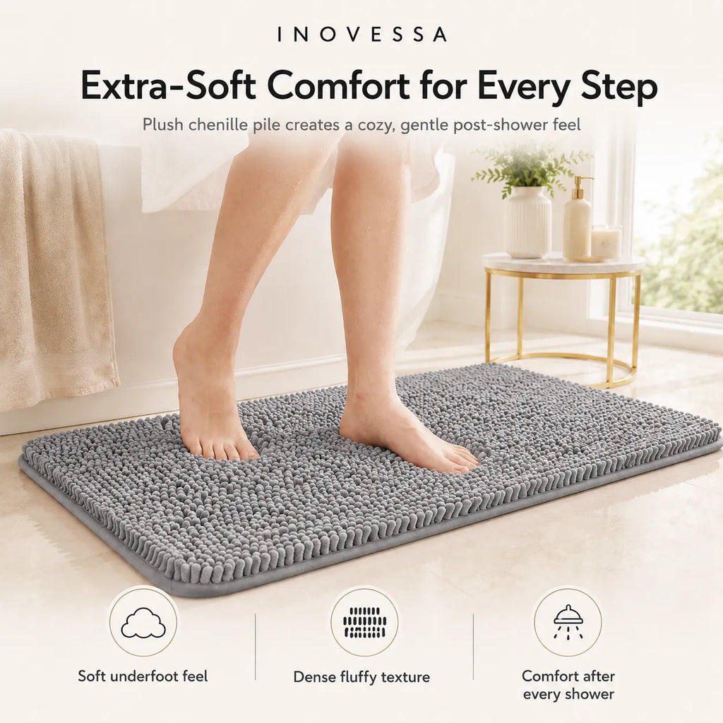 Kaelis Absorbent Chenille Bath Mat