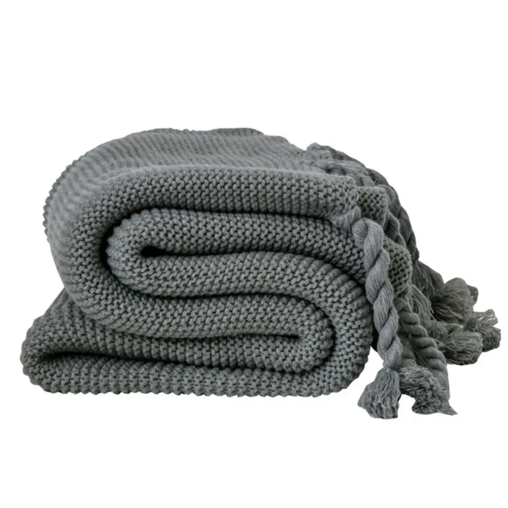 Chloe Twist Tassel Cotton Knit Blanket