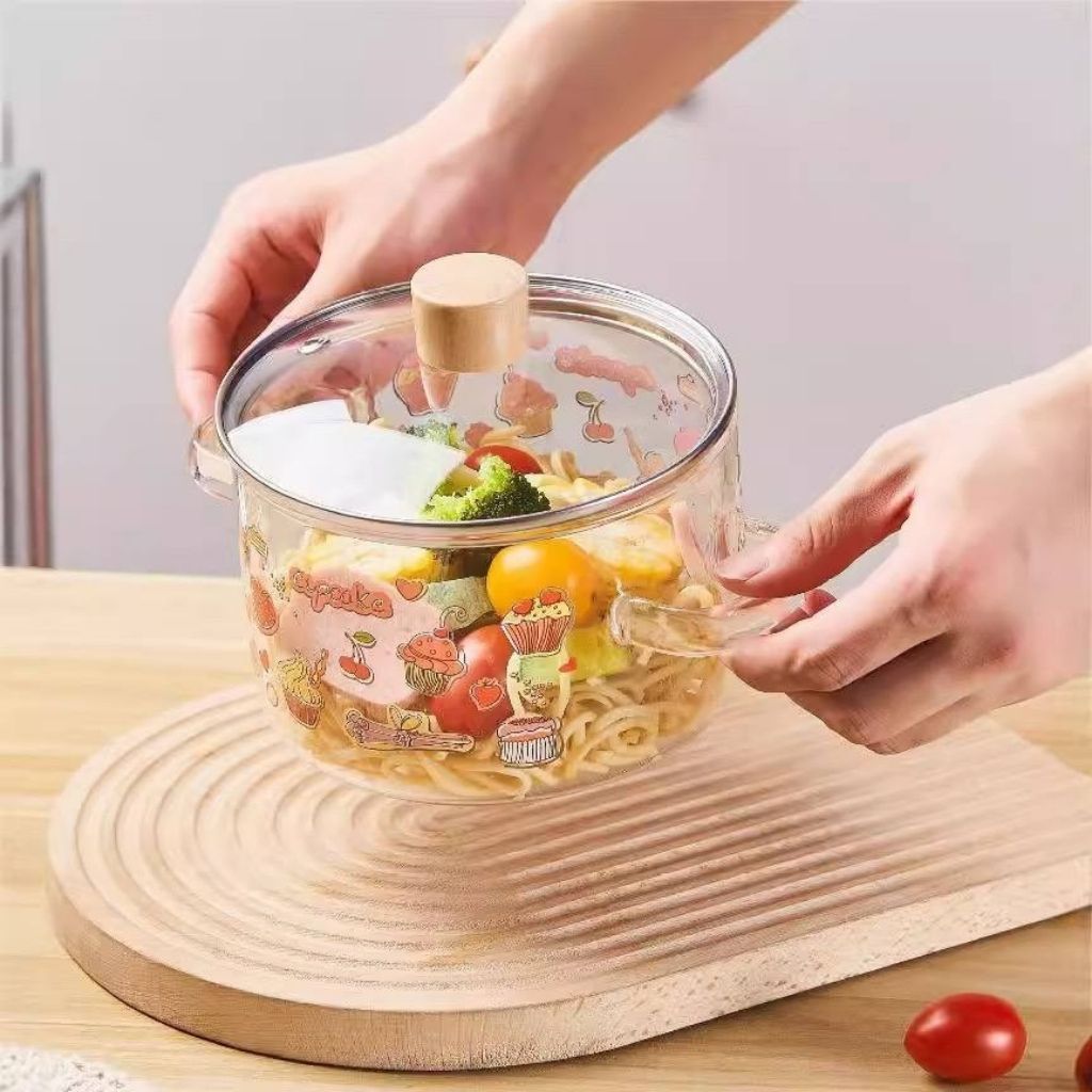 Lena Cupcake Glass Soup Pot with Tempered Lid