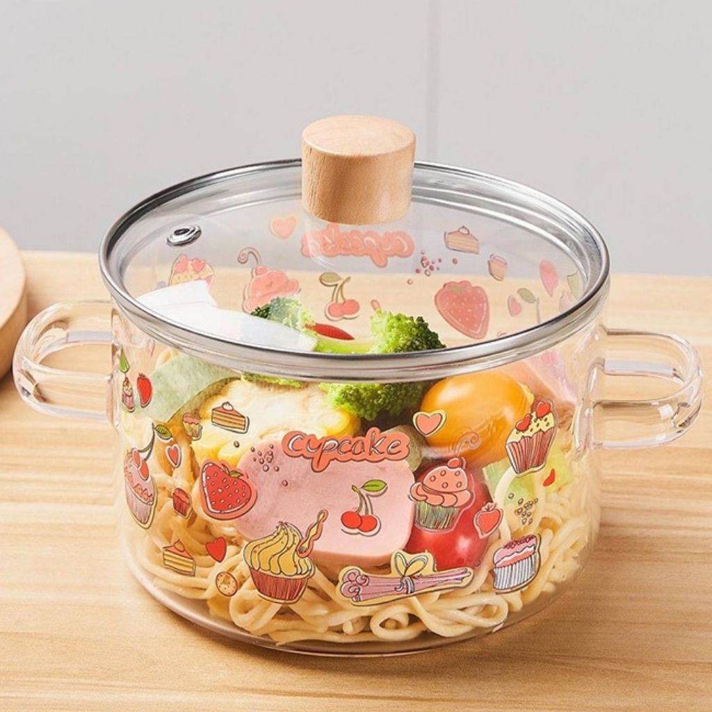 Lena Cupcake Glass Soup Pot with Tempered Lid