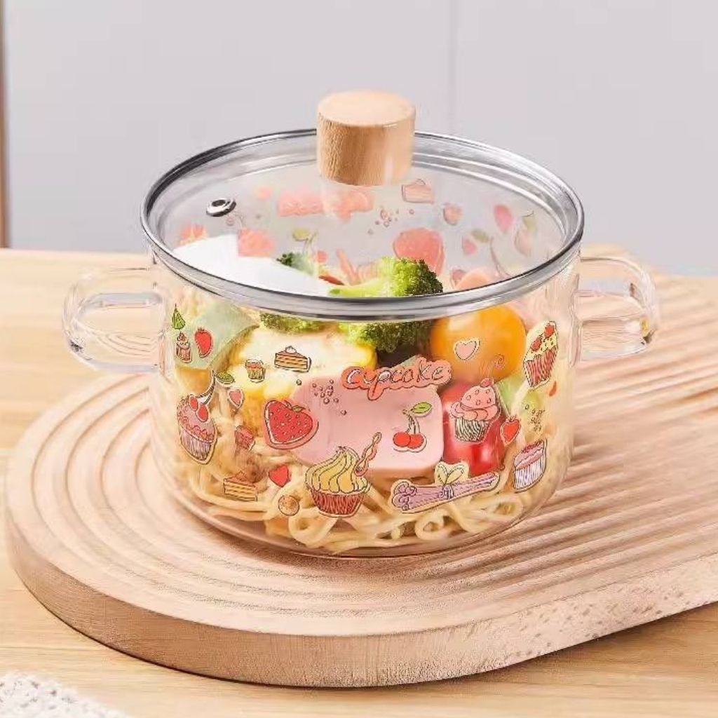 Lena Cupcake Glass Soup Pot with Tempered Lid