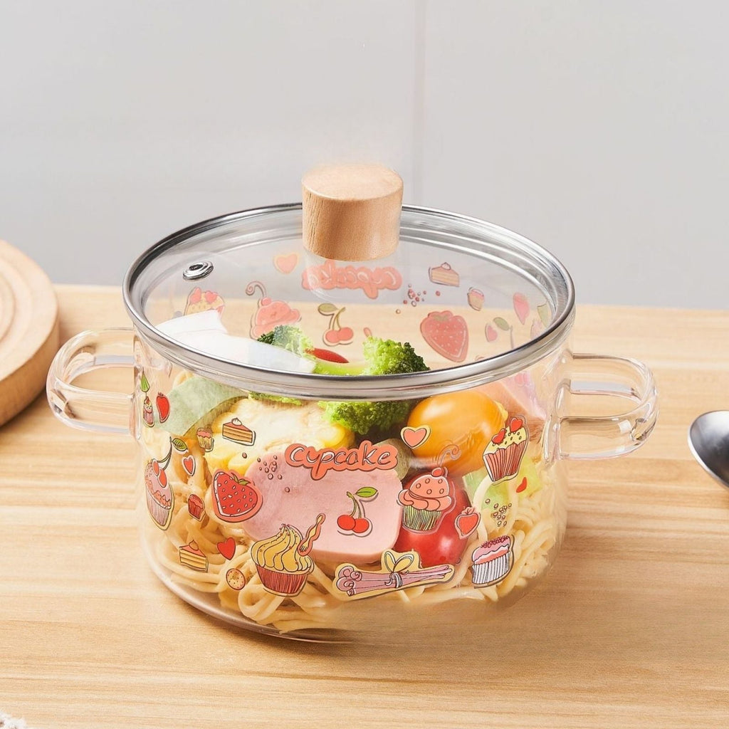 Lena Cupcake Glass Soup Pot with Tempered Lid
