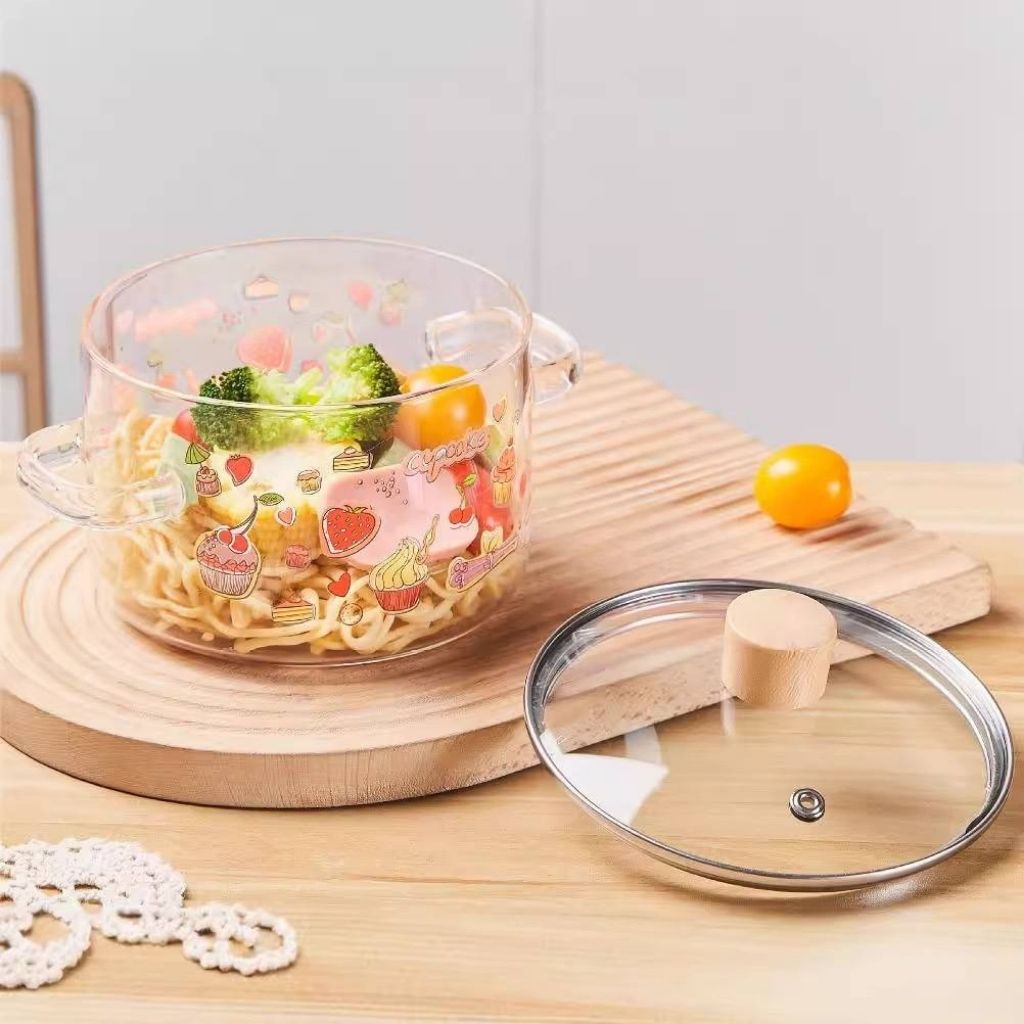 Lena Cupcake Glass Soup Pot with Tempered Lid