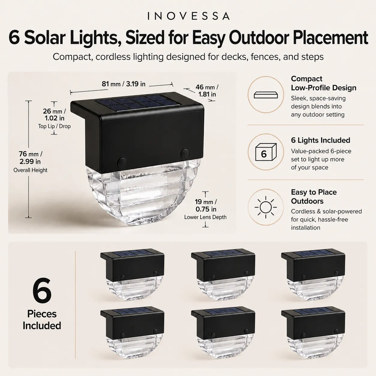 Lumira Solar Deck & Fence Lights (6-Pack)