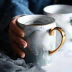 Sophia Marble Coffee Mug with Gold Handle
