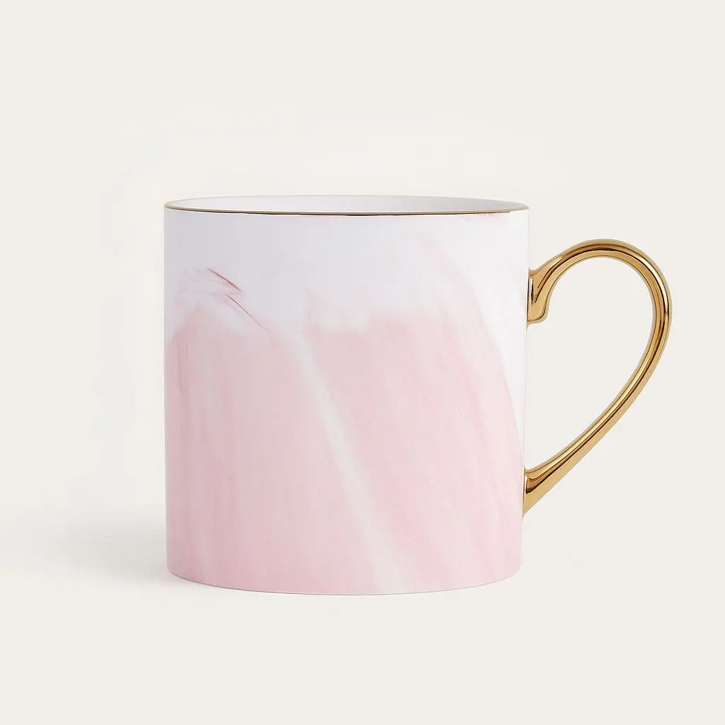 Sophia Marble Coffee Mug with Gold Handle