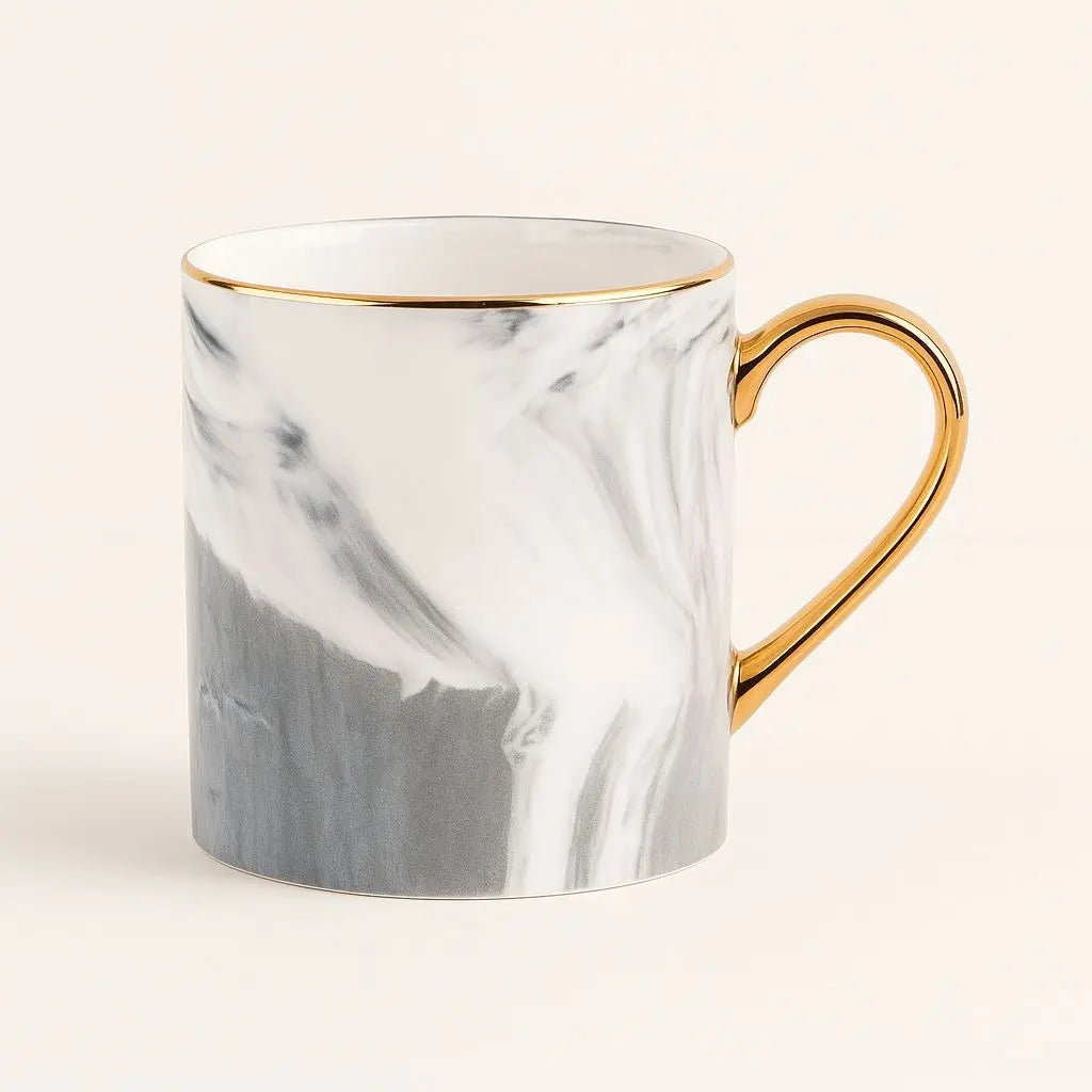 Sophia Marble Coffee Mug with Gold Handle