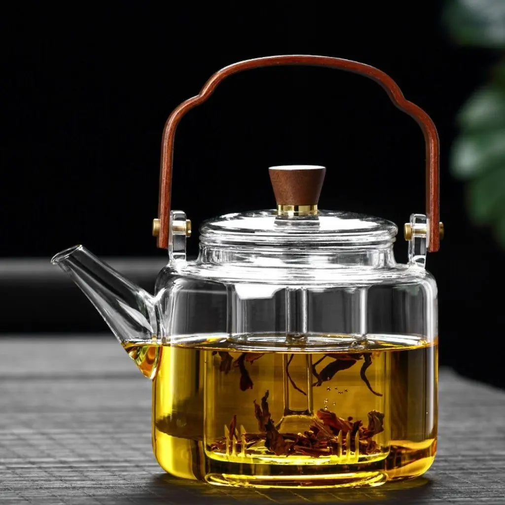 Ashwood Handle Borosilicate Glass Teapot