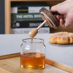 Noah Acacia-Lid Glass Honey Jar