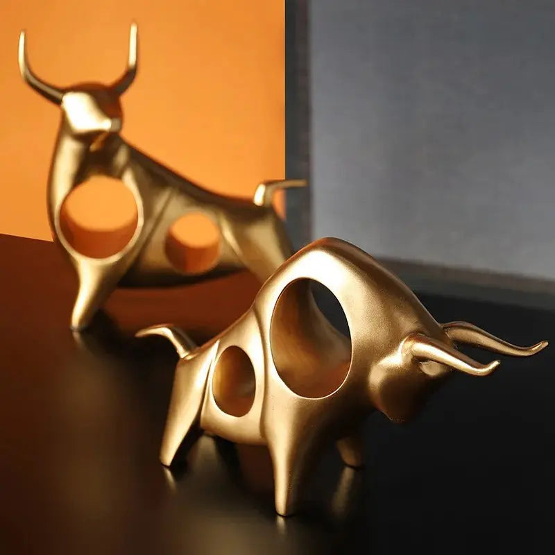 Noir Aureum Resin Bull Sculpture