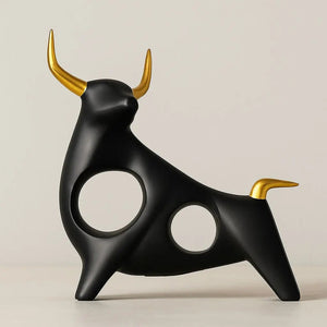 Noir Aureum Resin Bull Sculpture