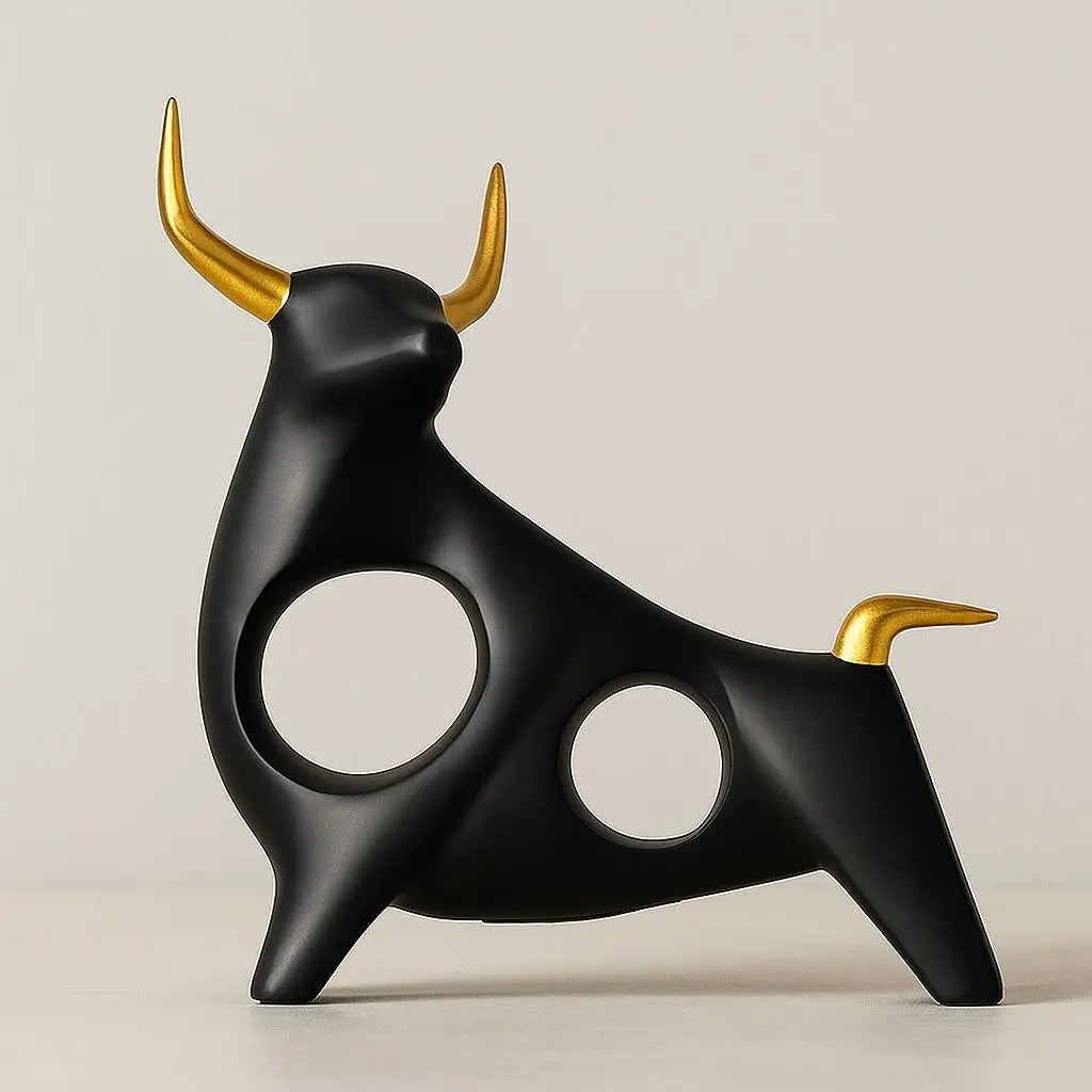 Noir Aureum Resin Bull Sculpture
