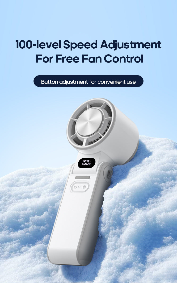 Portable Turbo Handheld Fan with Ice Cooling & 100 Speeds | Virlano