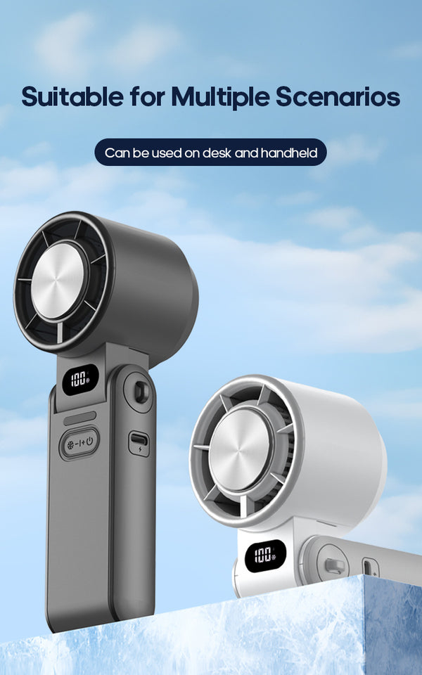 Portable Turbo Handheld Fan with Ice Cooling & 100 Speeds | Virlano