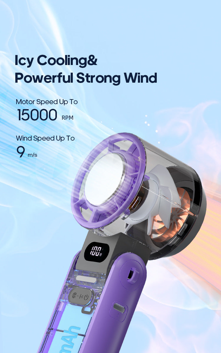 Portable Turbo Handheld Fan with Ice Cooling & 100 Speeds | Virlano