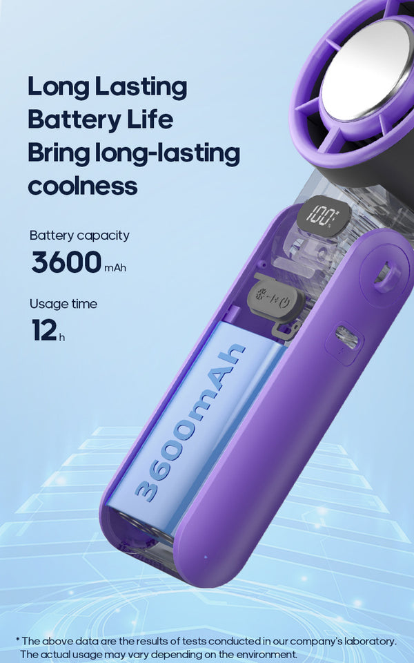 Portable Turbo Handheld Fan with Ice Cooling & 100 Speeds | Virlano
