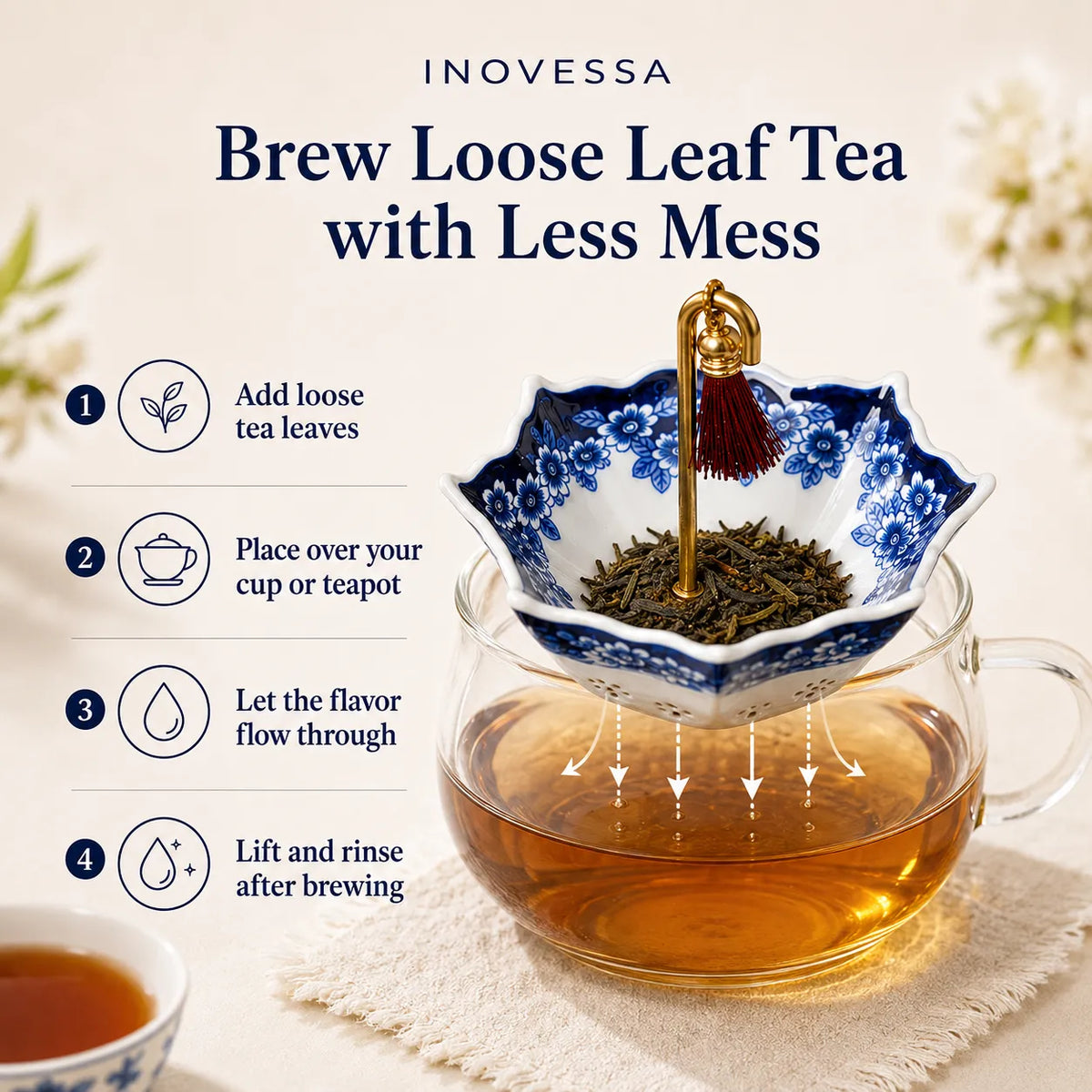 Umbrella Rotating Ceramic Tea Strainer